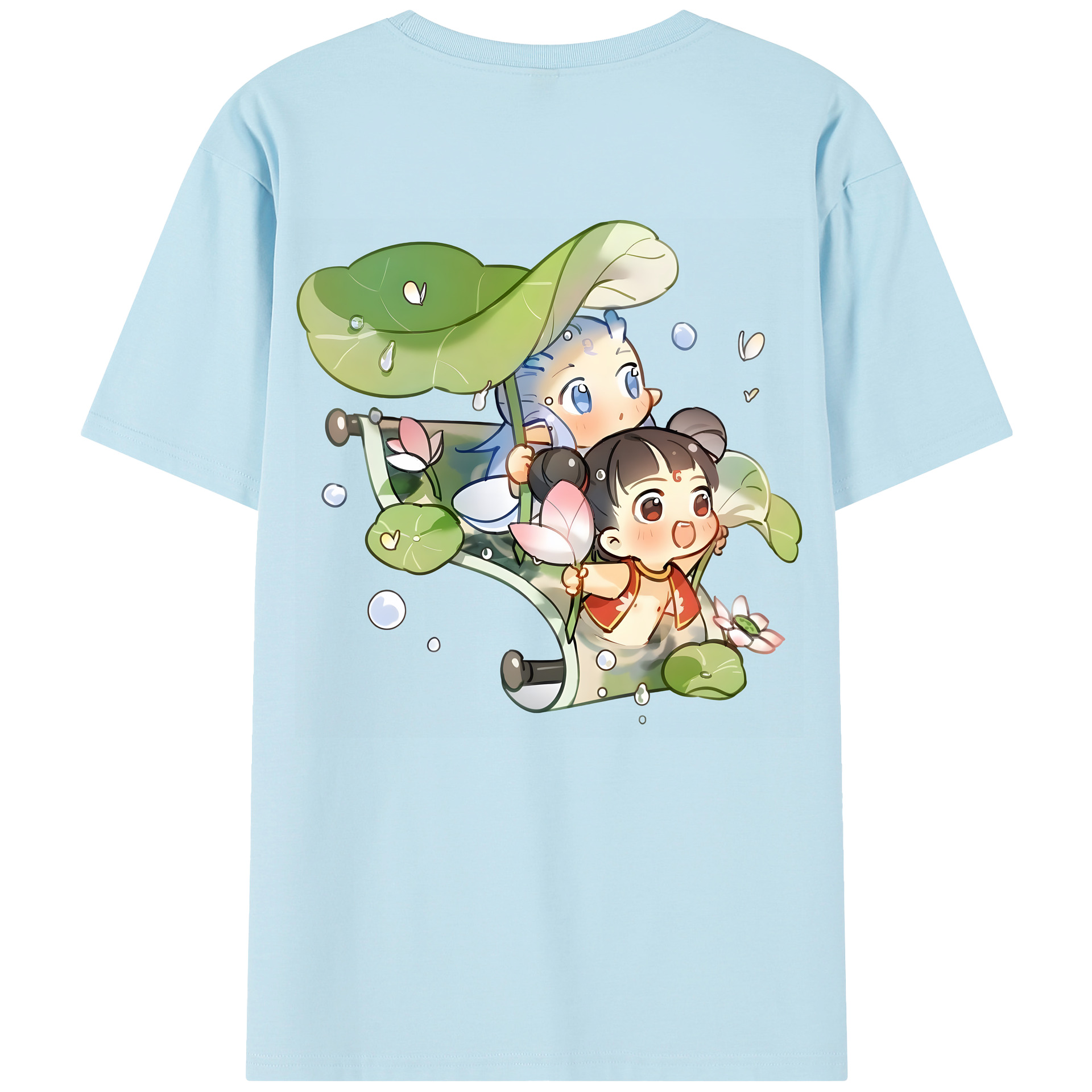 （画像用） Ne Zha 2 ナタ 魔童の大暴れ 綿100％半袖Tシャツ（背面プリント）